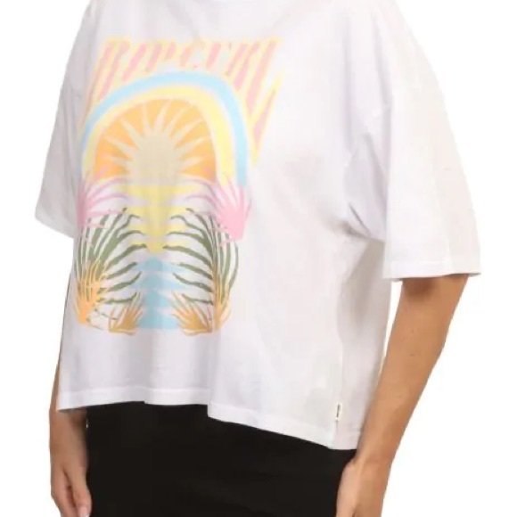 NWT Rip Curl Glow Heritage Crop Tee White Size Small Surfer Skate Shirt MSRP $33 - Picture 3 of 8